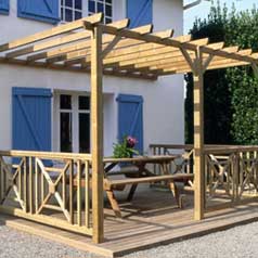 Pergola Bois Adosse Simple 3 x 3 m